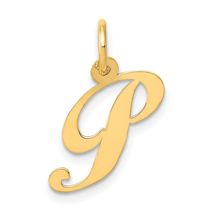 14K Gelbgold 14K Klein Fantasie Schreibschrift Buchstabe P Initiale Charm