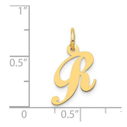 14K Gelbgold 14K Klein Fantasie Schreibschrift Buchstabe R Initiale Charm