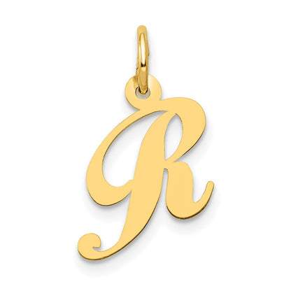 14K Gelbgold 14K Klein Fantasie Schreibschrift Buchstabe R Initiale Charm