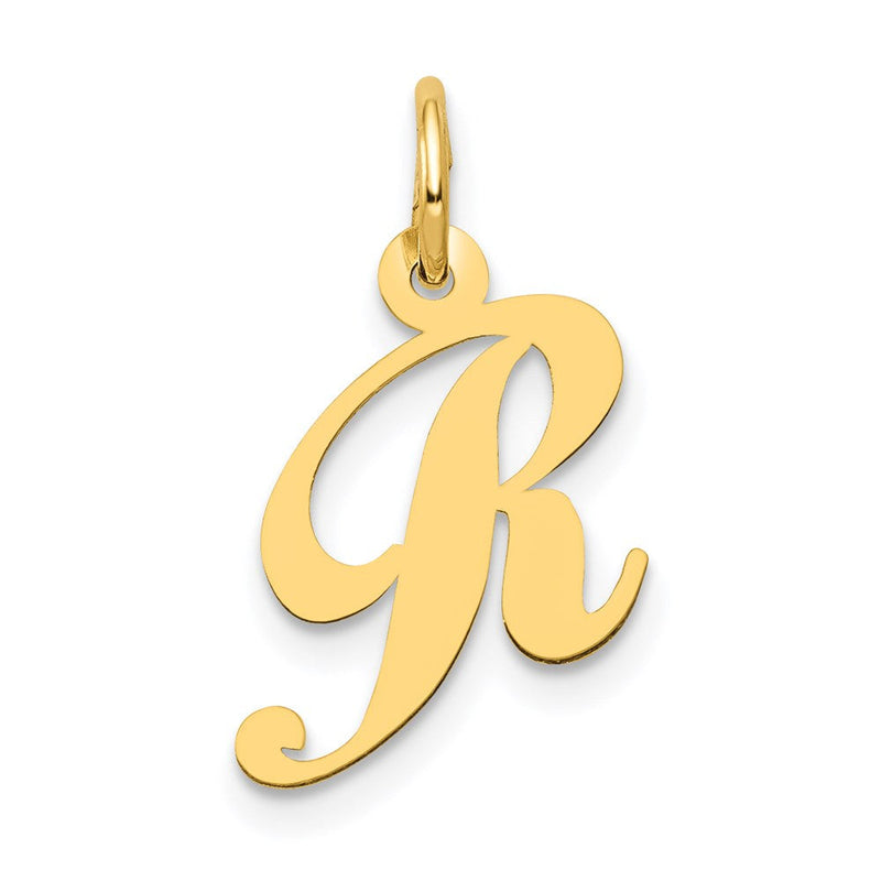 14K Gelbgold 14K Klein Fantasie Schreibschrift Buchstabe R Initiale Charm