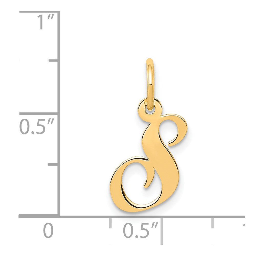 14K Gelbgold 14K Klein Fantasie Schreibschrift Buchstabe S Initiale Charm