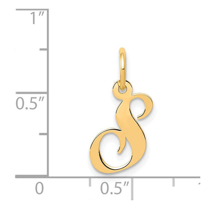 14K Gelbgold 14K Klein Fantasie Schreibschrift Buchstabe S Initiale Charm