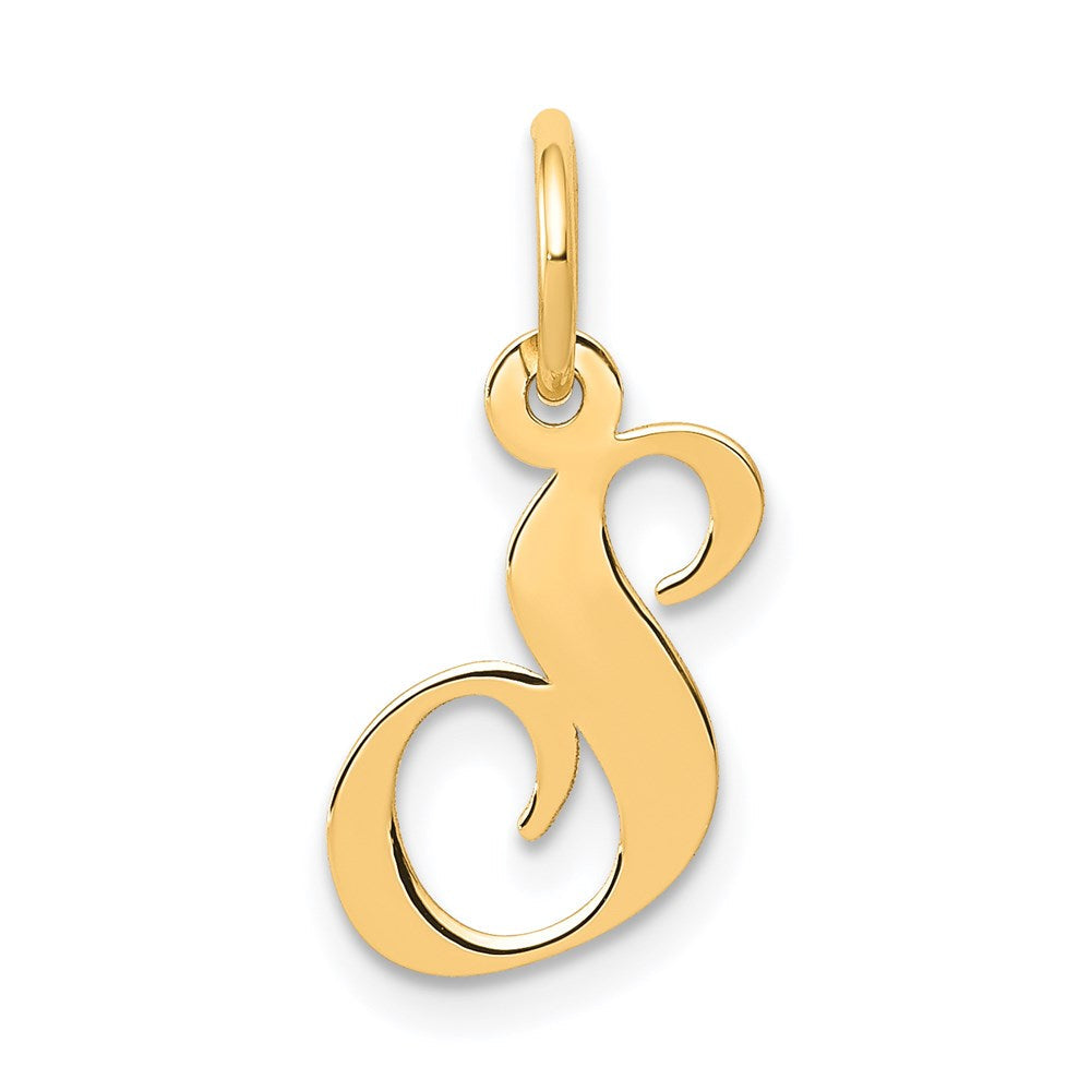14K Gelbgold 14K Klein Fantasie Schreibschrift Buchstabe S Initiale Charm