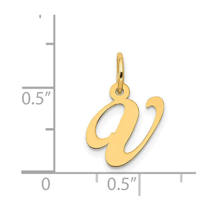 14K Gelbgold 14K Klein Fantasie Schreibschrift Buchstabe V Initiale Charm