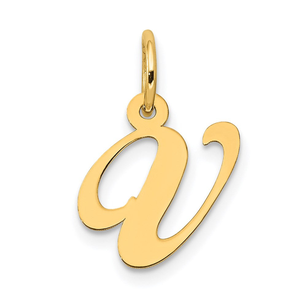 14K Gelbgold 14K Klein Fantasie Schreibschrift Buchstabe V Initiale Charm
