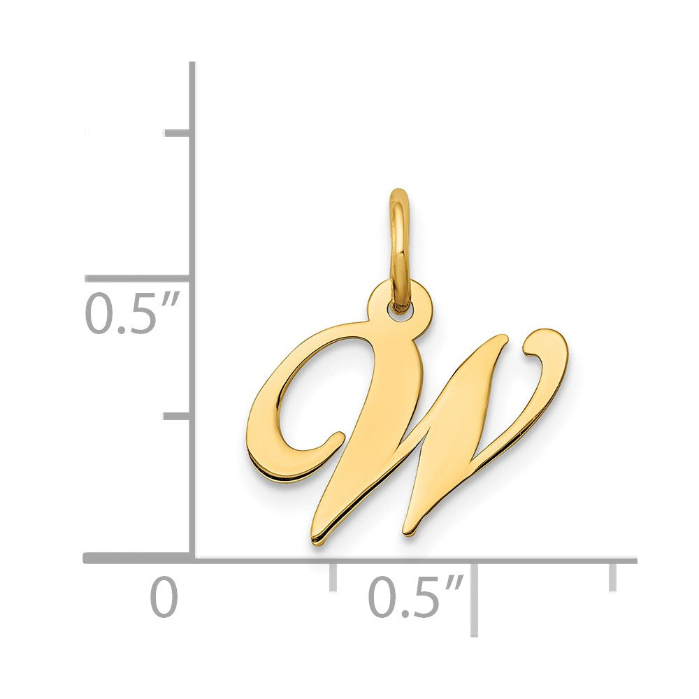 14K Gelbgold 14K Klein Fantasie Schreibschrift Buchstabe W Initiale Charm