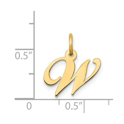 14K Gelbgold 14K Klein Fantasie Schreibschrift Buchstabe W Initiale Charm