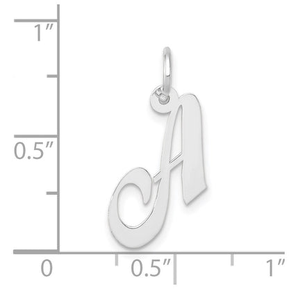 14K Weißgold 14K Weißgold Klein Fantasie Schreibschrift Buchstabe A Initiale Charm