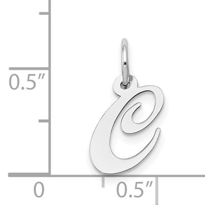 14K Weißgold 14K Weißgold Klein Fantasie Schreibschrift Buchstabe C Initiale Charm