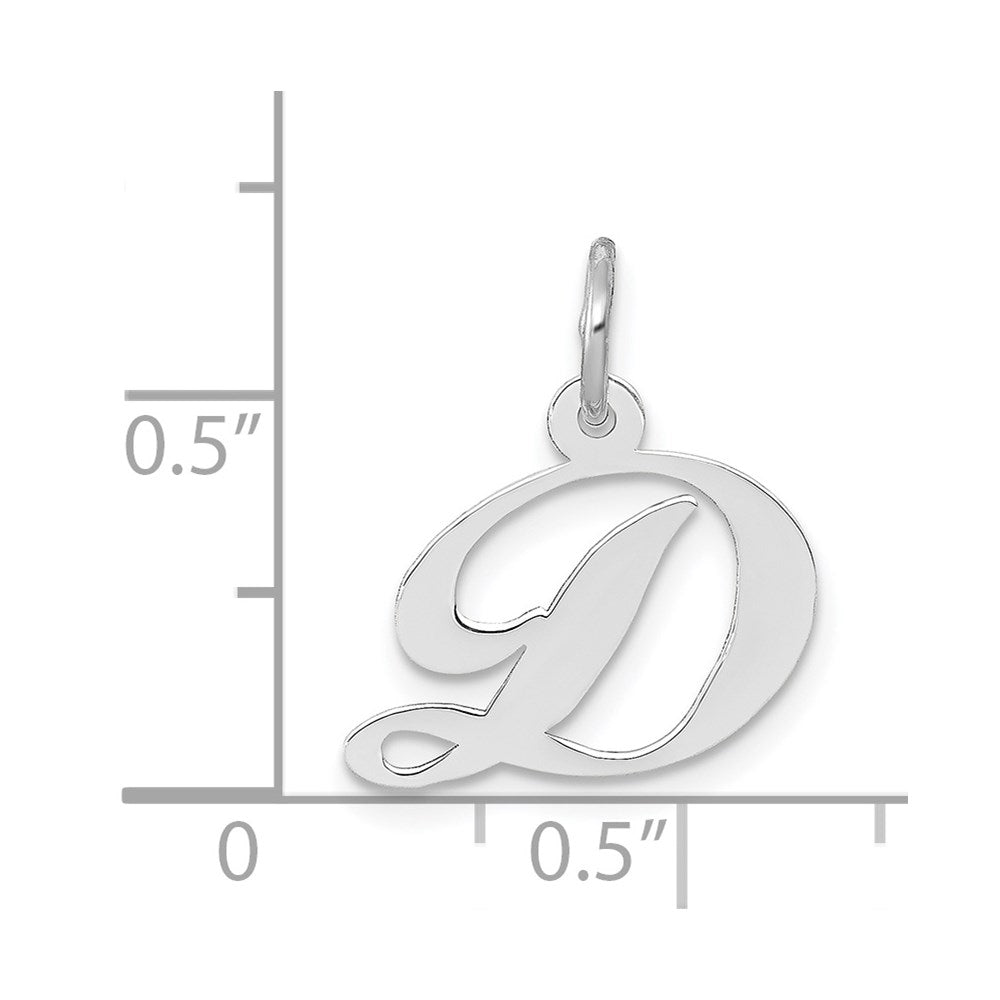 14K Weißgold 14K Weißgold Klein Fantasie Schreibschrift Buchstabe D Initiale Charm