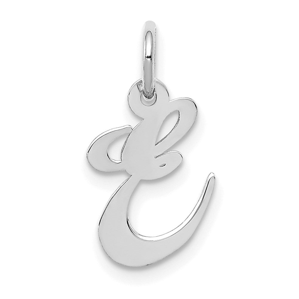 14K Weißgold 14K Weißgold Klein Fantasie Schreibschrift Buchstabe E Initiale Charm
