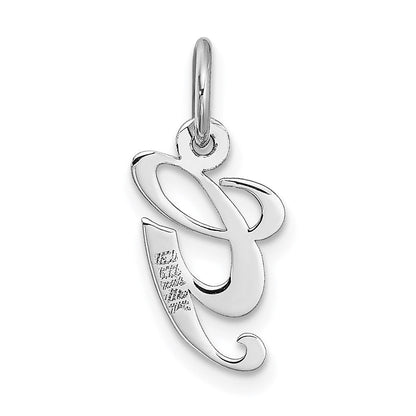14K Weißgold 14K Weißgold Klein Fantasie Schreibschrift Buchstabe G Initiale Charm