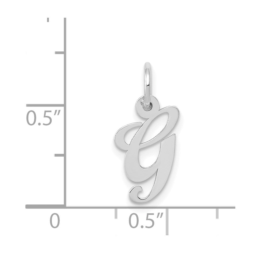 14K Weißgold 14K Weißgold Klein Fantasie Schreibschrift Buchstabe G Initiale Charm
