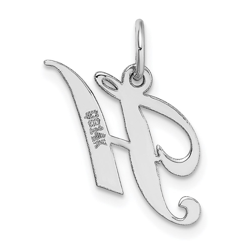 14K Weißgold 14K Weißgold Klein Fantasie Schreibschrift Buchstabe H Initiale Charm