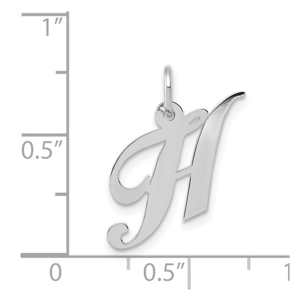 14K Weißgold 14K Weißgold Klein Fantasie Schreibschrift Buchstabe H Initiale Charm