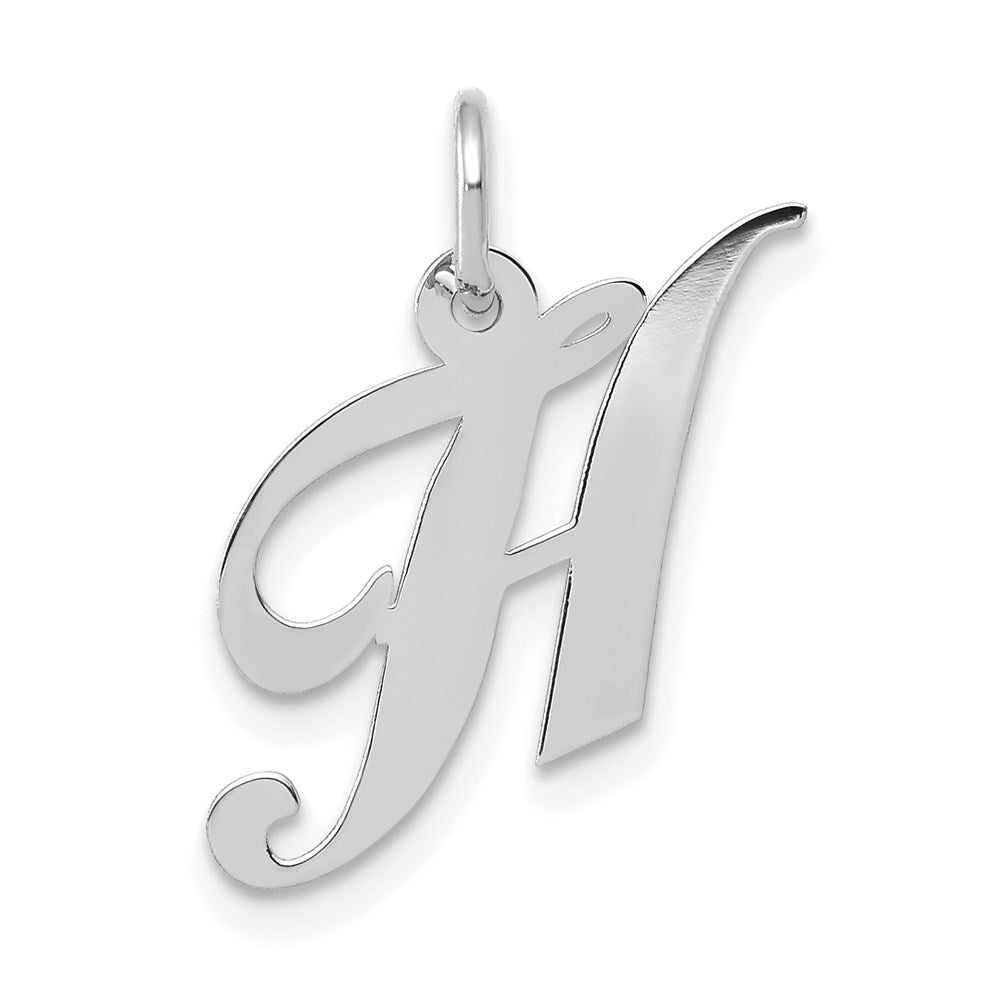 14K Weißgold 14K Weißgold Klein Fantasie Schreibschrift Buchstabe H Initiale Charm
