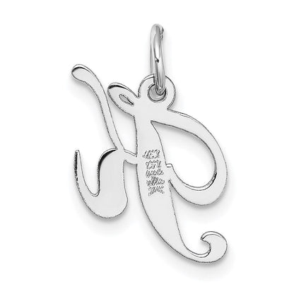 14K Weißgold 14K Weißgold Klein Fantasie Schreibschrift Buchstabe K Initiale Charm