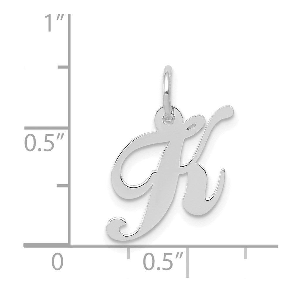 14K Weißgold 14K Weißgold Klein Fantasie Schreibschrift Buchstabe K Initiale Charm