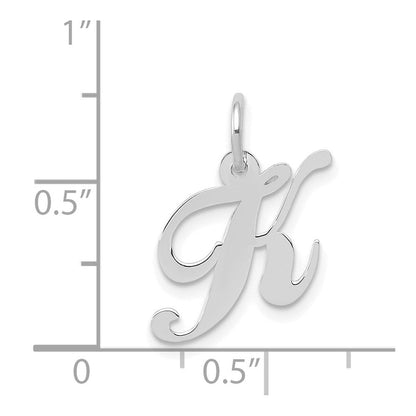14K Weißgold 14K Weißgold Klein Fantasie Schreibschrift Buchstabe K Initiale Charm