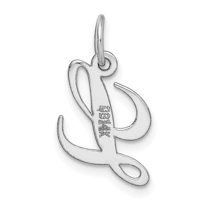 14K Weißgold 14K Weißgold Klein Fantasie Schreibschrift Buchstabe L Initiale Charm