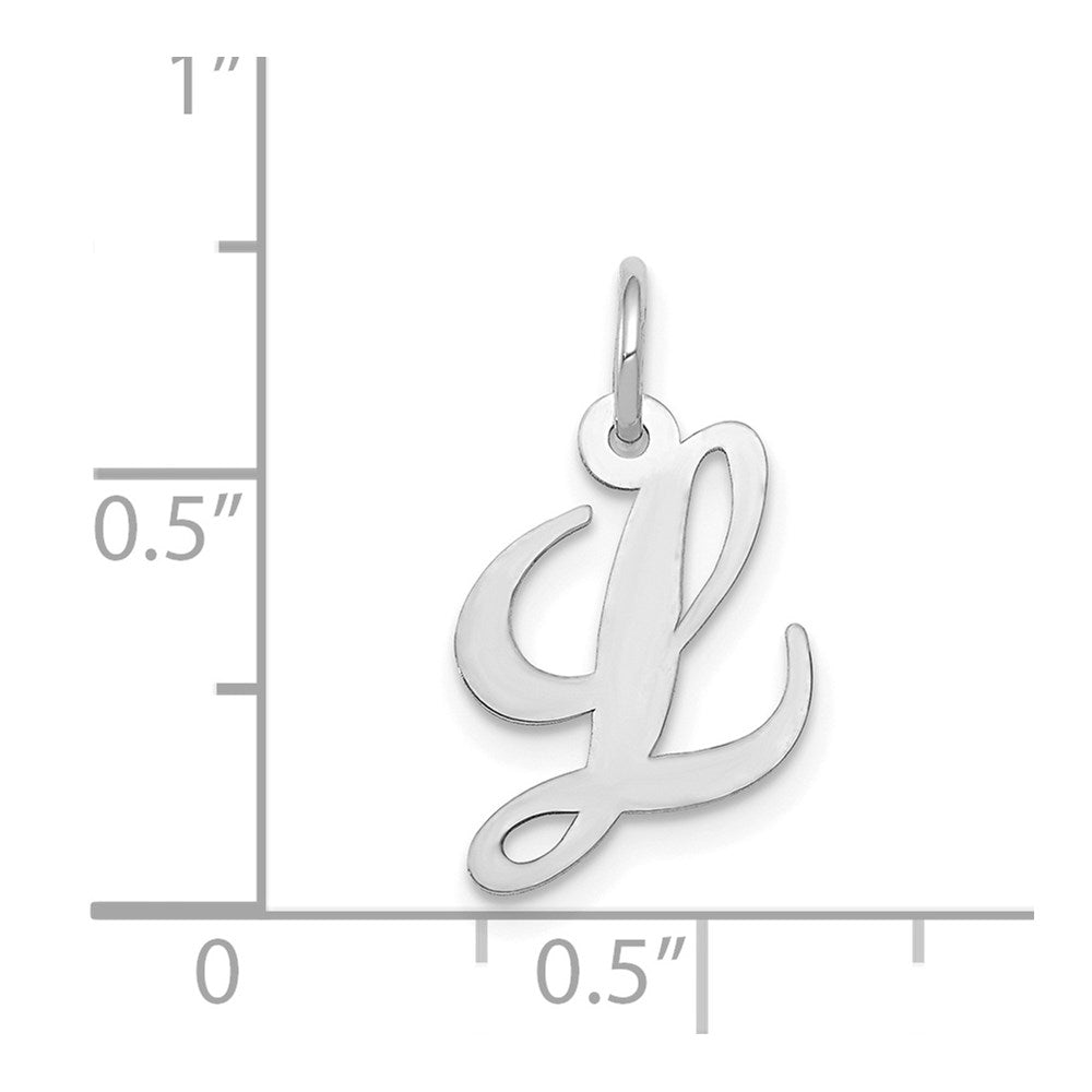 14K Weißgold 14K Weißgold Klein Fantasie Schreibschrift Buchstabe L Initiale Charm
