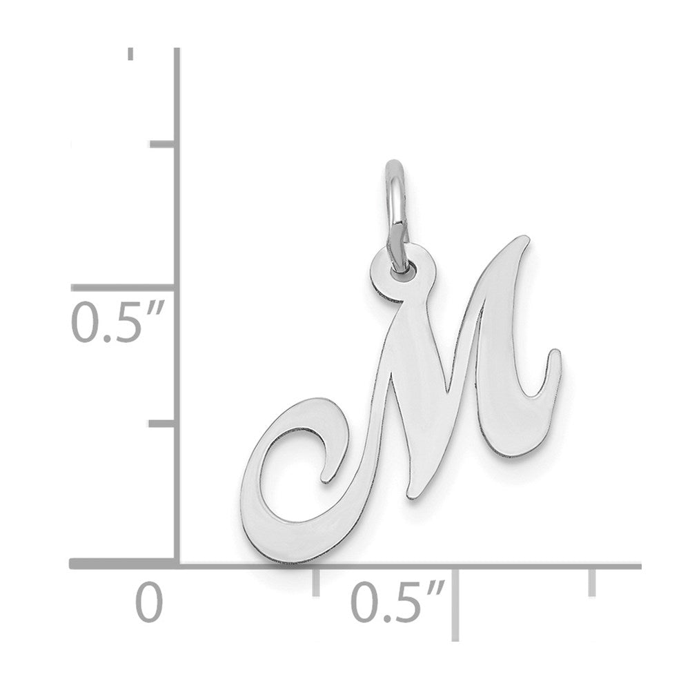 14K Weißgold 14K Weißgold Klein Fantasie Schreibschrift Buchstabe M Initiale Charm