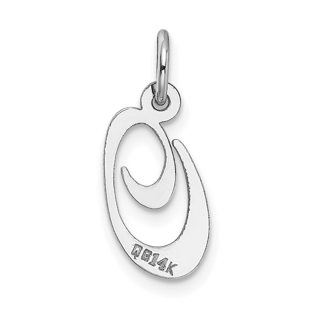 14K Weißgold 14K Weißgold Klein Fantasie Schreibschrift Buchstabe O Initiale Charm