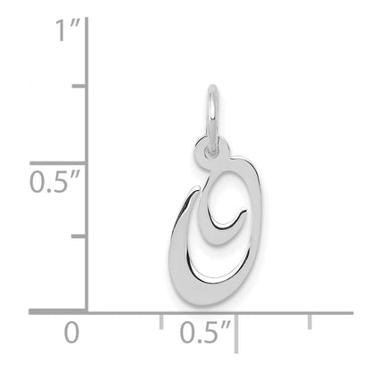 14K Weißgold 14K Weißgold Klein Fantasie Schreibschrift Buchstabe O Initiale Charm