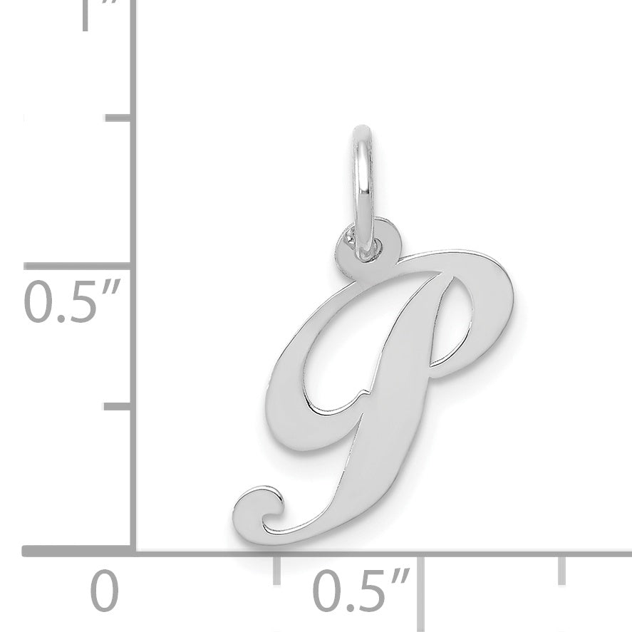 14K Weißgold 14K Weißgold Klein Fantasie Schreibschrift Buchstabe P Initiale Charm