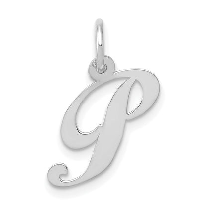 14K Weißgold 14K Weißgold Klein Fantasie Schreibschrift Buchstabe P Initiale Charm