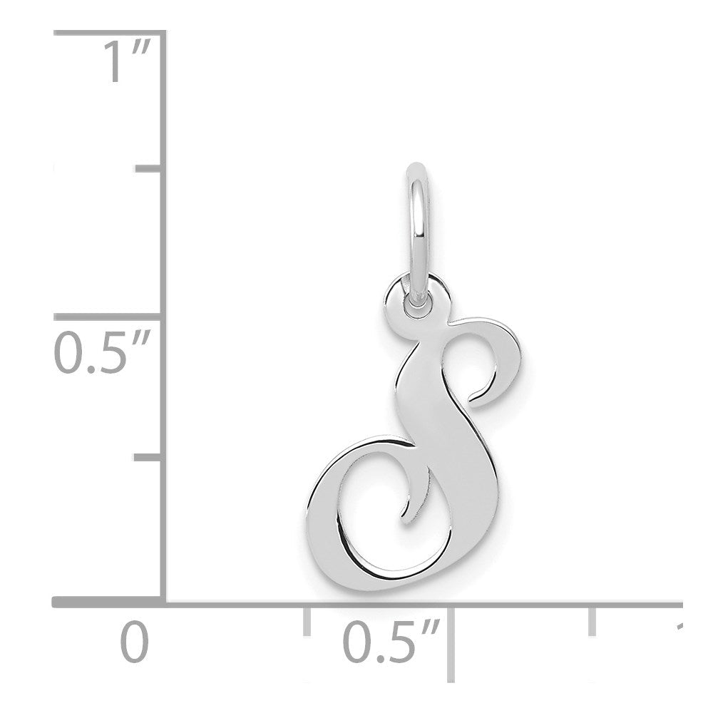 14K Weißgold 14K Weißgold Klein Fantasie Schreibschrift Buchstabe S Initiale Charm