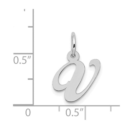 14K Weißgold 14K Weißgold Klein Fantasie Schreibschrift Buchstabe V Initiale Charm