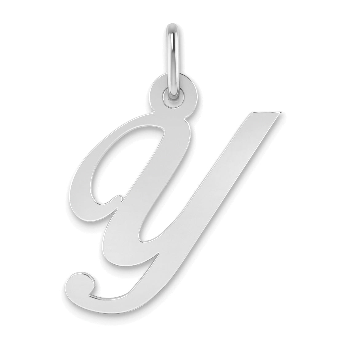 14K Weißgold Klein Fantasie Schreibschrift Initiale Y Charm