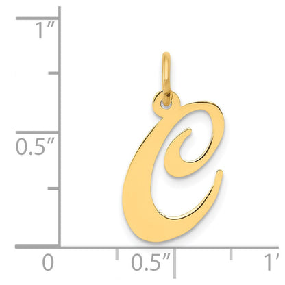 14K Gelbgold 14K Mittel Fantasie Schreibschrift Buchstabe C Initiale Charm