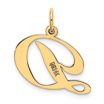 14K Gelbgold 14K Mittel Fantasie Schreibschrift Buchstabe D Initiale Charm