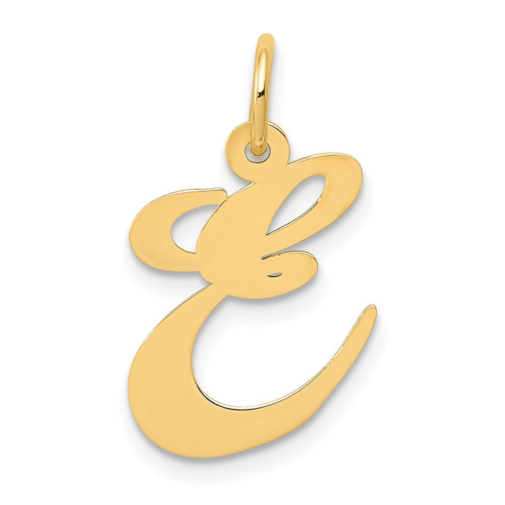 14K Gelbgold 14K Mittel Fantasie Schreibschrift Buchstabe E Initiale Charm