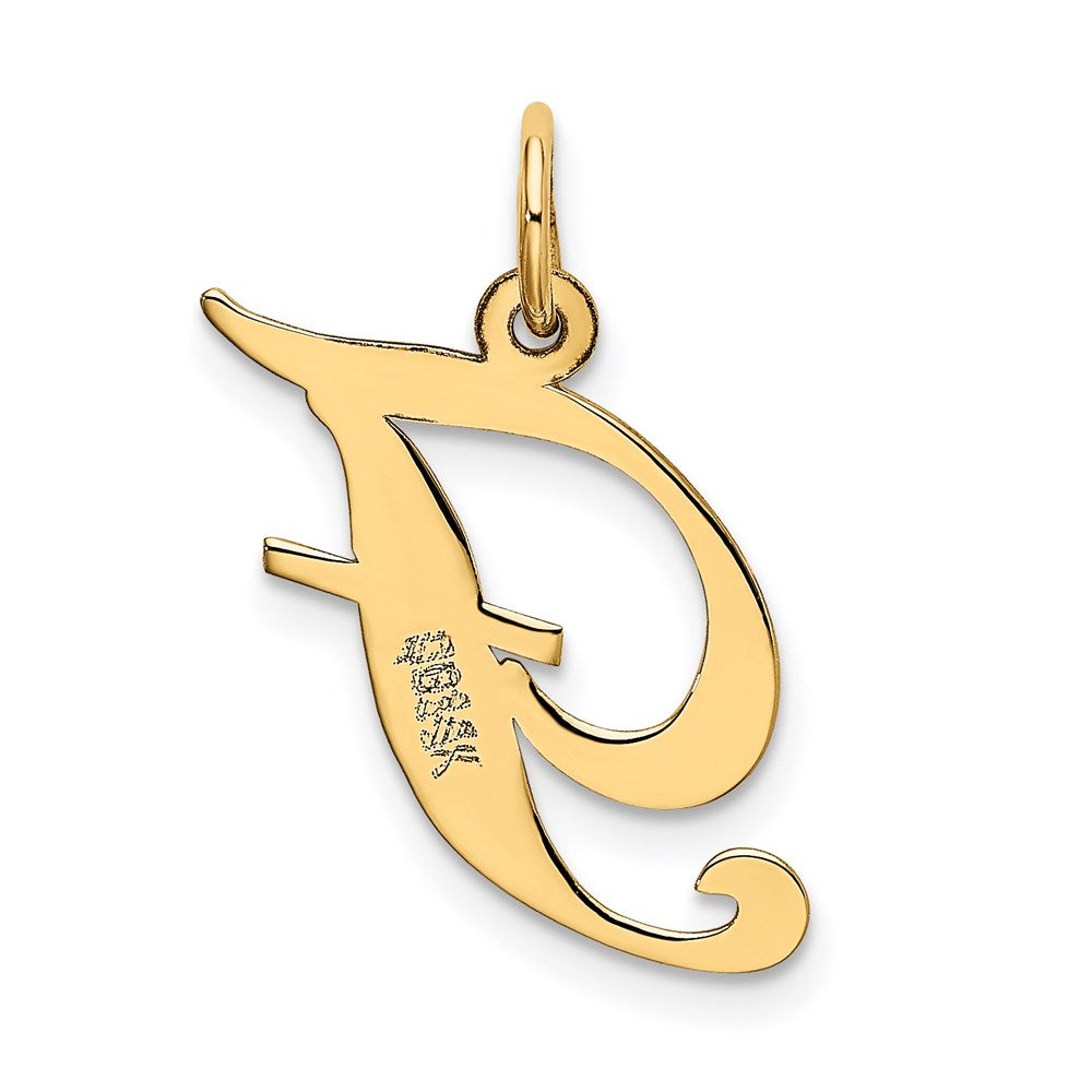 14K Gelbgold 14K Mittel Fantasie Schreibschrift Buchstabe F Initiale Charm