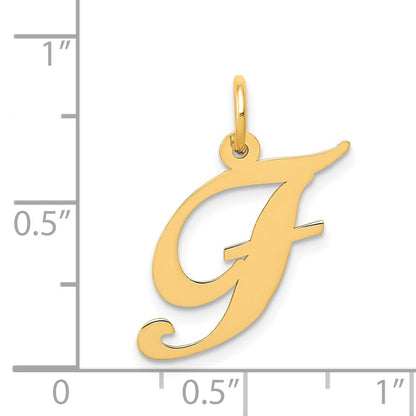 14K Gelbgold 14K Mittel Fantasie Schreibschrift Buchstabe F Initiale Charm