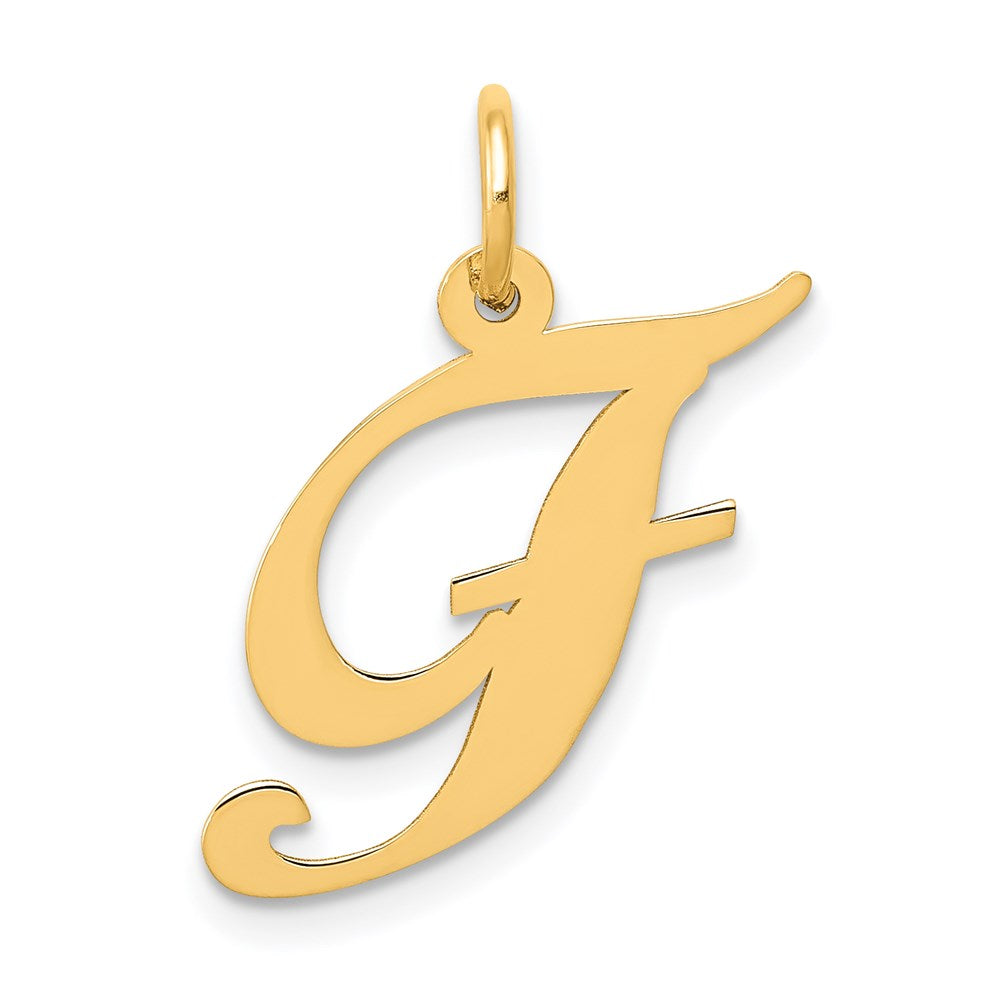 14K Gelbgold 14K Mittel Fantasie Schreibschrift Buchstabe F Initiale Charm