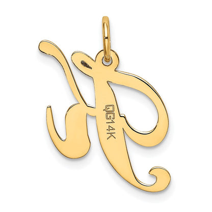 14K Gelbgold 14K Mittel Fantasie Schreibschrift Buchstabe K Initiale Charm