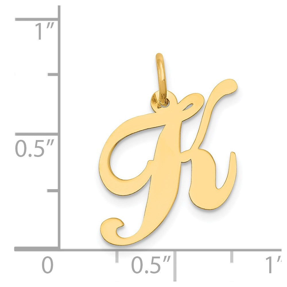 14K Gelbgold 14K Mittel Fantasie Schreibschrift Buchstabe K Initiale Charm