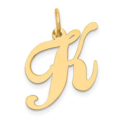 14K Gelbgold 14K Mittel Fantasie Schreibschrift Buchstabe K Initiale Charm