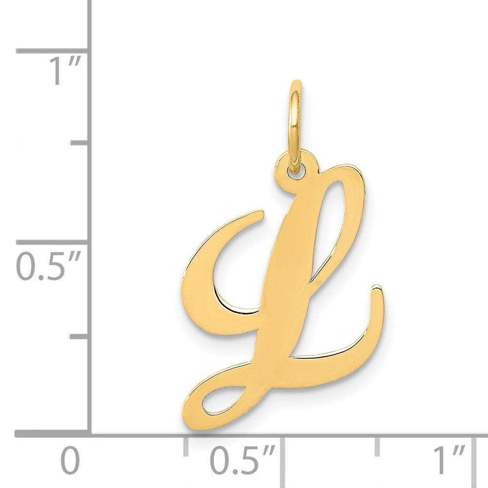 14K Gelbgold 14K Mittel Fantasie Schreibschrift Buchstabe L Initiale Charm