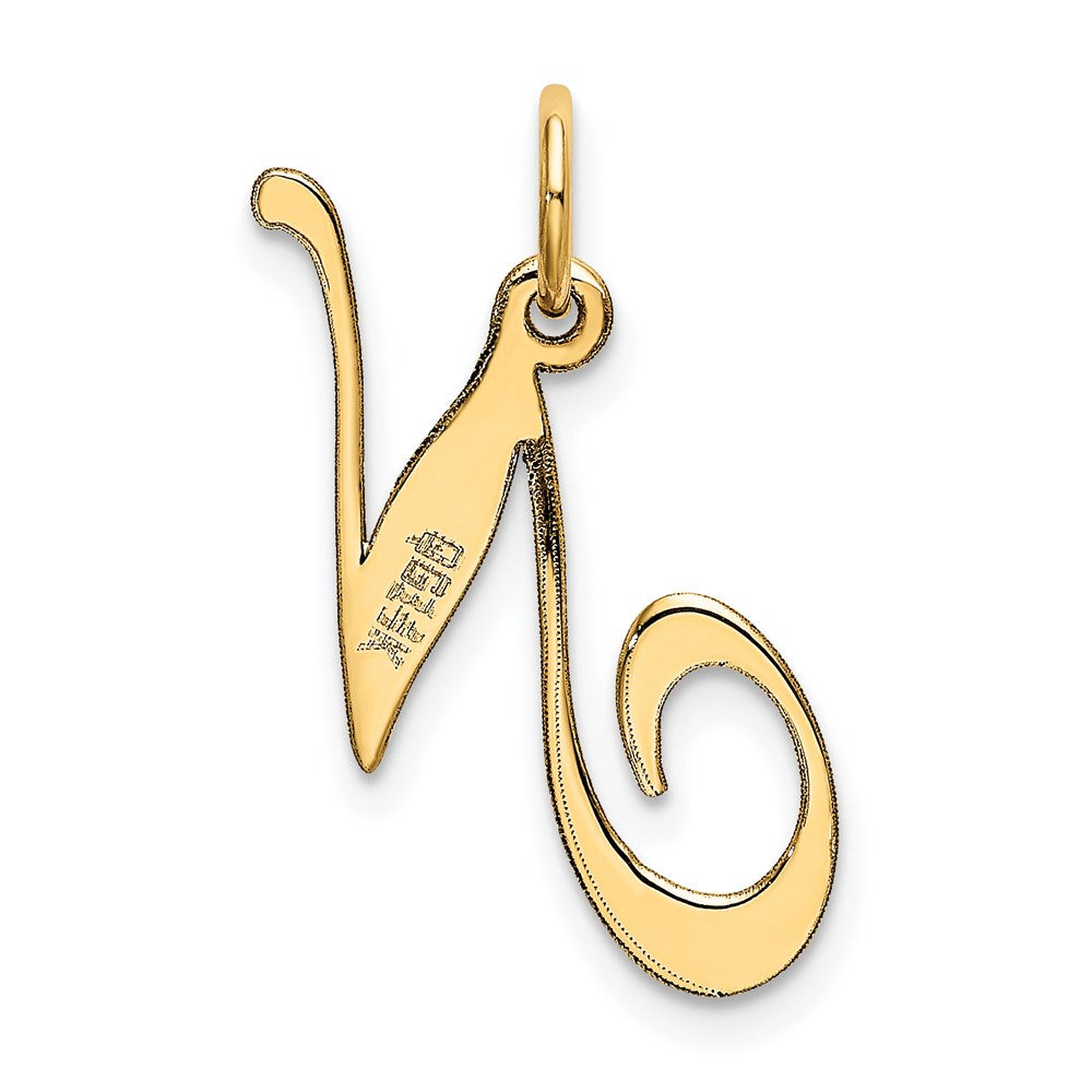 14K Gelbgold 14K Mittel Fantasie Schreibschrift Buchstabe N Initiale Charm