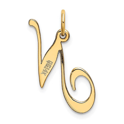 14K Gelbgold 14K Mittel Fantasie Schreibschrift Buchstabe N Initiale Charm