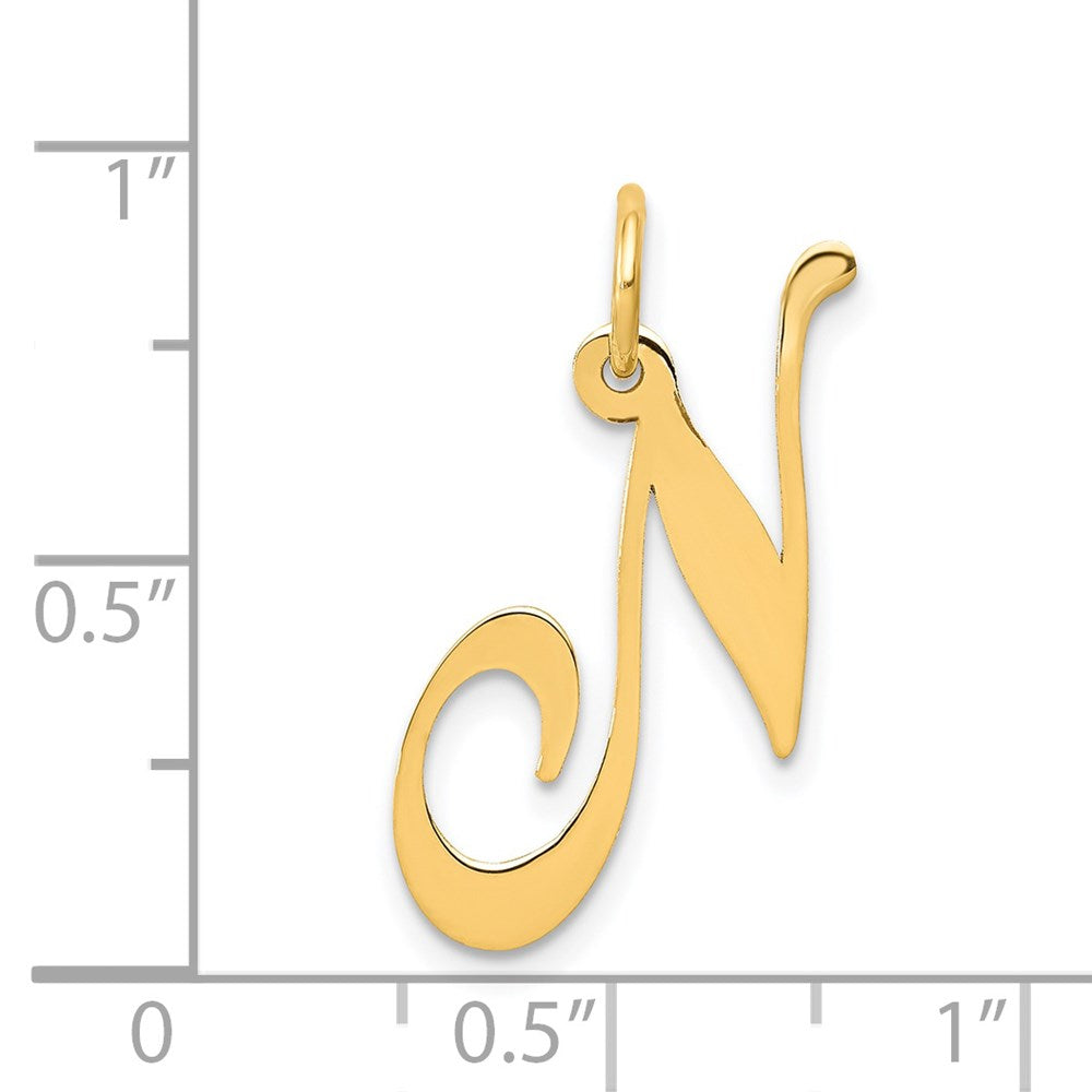 14K Gelbgold 14K Mittel Fantasie Schreibschrift Buchstabe N Initiale Charm