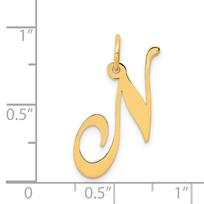 14K Gelbgold 14K Mittel Fantasie Schreibschrift Buchstabe N Initiale Charm