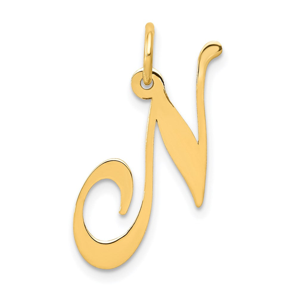 14K Gelbgold 14K Mittel Fantasie Schreibschrift Buchstabe N Initiale Charm