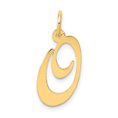 14K Gelbgold 14K Mittel Fantasie Schreibschrift Buchstabe O Initiale Charm