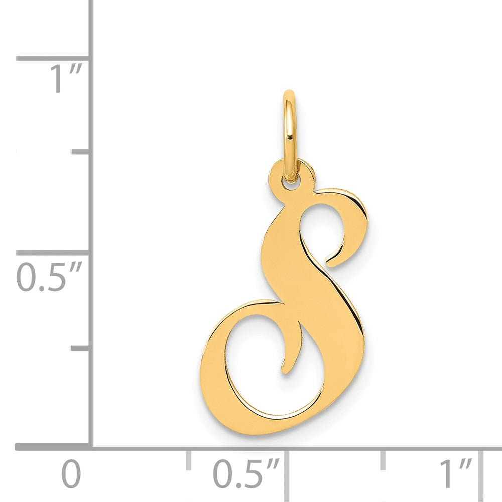 14K Gelbgold 14K Mittel Fantasie Schreibschrift Buchstabe S Initiale Charm